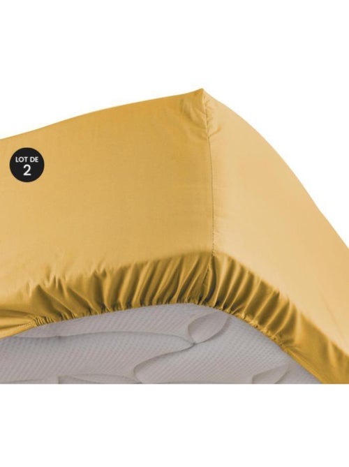 Lot de 2 Drap housse percale de coton 78fils ultra doux - Kiabi
