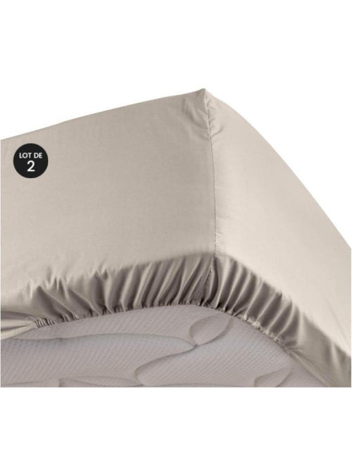 Lot de 2 Drap housse percale de coton 78fils ultra doux - Kiabi Lot de 2 Drap housse percale de coton 78fils ultra doux - Kiabi