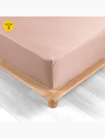 Lot de 2 Drap housse percale de coton 78fils ultra doux