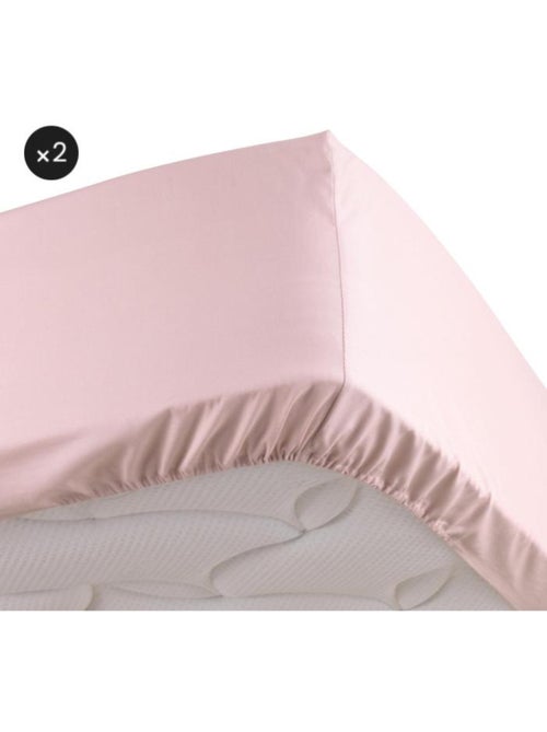 Lot de 2 Drap housse percale de coton 78fils ultra doux - Kiabi