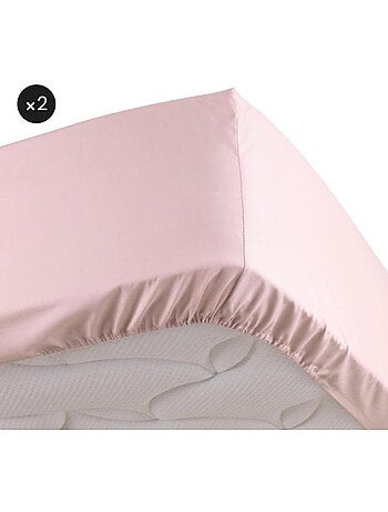 Lot de 2 Drap housse percale de coton 78fils ultra doux