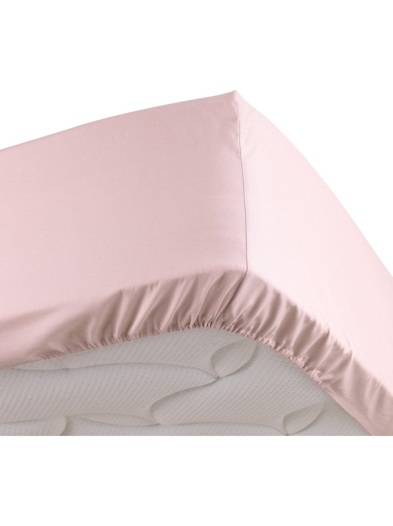 Lot de 2 Drap housse percale de coton 78fils ultra doux Rose - Kiabi