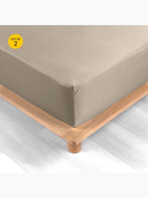 Lot de 2 Drap housse percale de coton 78fils ultra doux - Kiabi