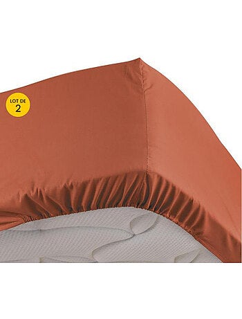 Lot de 2 Drap housse percale de coton 78fils ultra doux