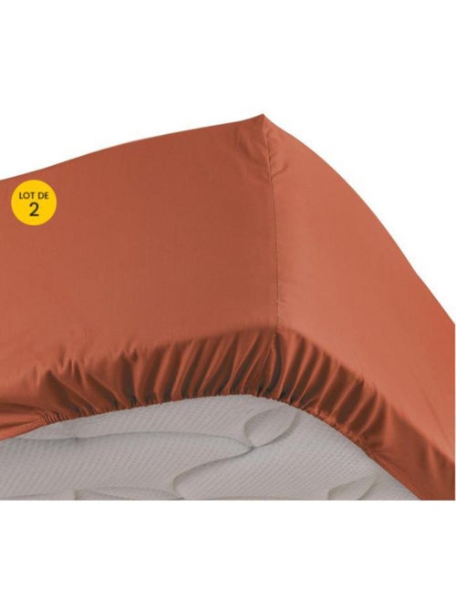 Lot de 2 Drap housse percale de coton 78fils ultra doux - Kiabi