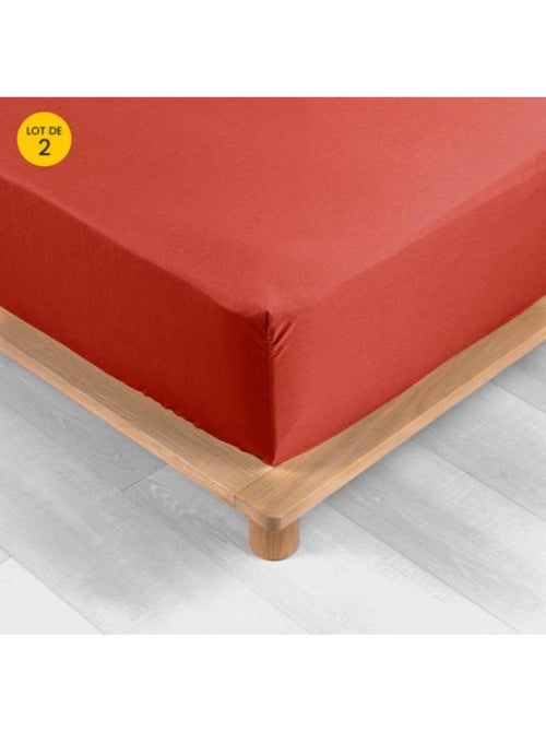 Lot de 2 Drap housse percale de coton 78fils ultra doux - Kiabi