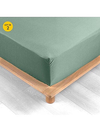 Lot de 2 Drap housse percale de coton 78fils ultra doux