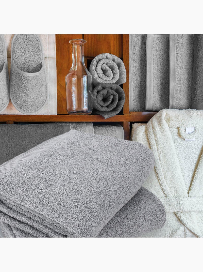 Lot de 2 draps douche 70x130 ALPHA Argent - Kiabi