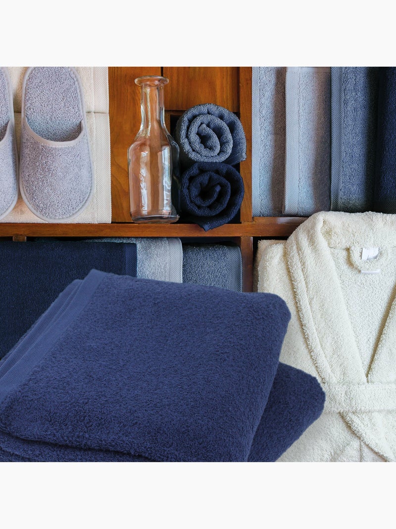 Lot de 2 draps douche 70x130 ALPHA Bleu marine - Kiabi