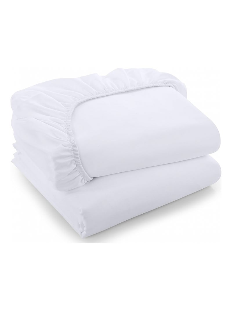 Lot de 2 Draps Housse 40x90 cm - En coton Biologique Blanc - Kiabi