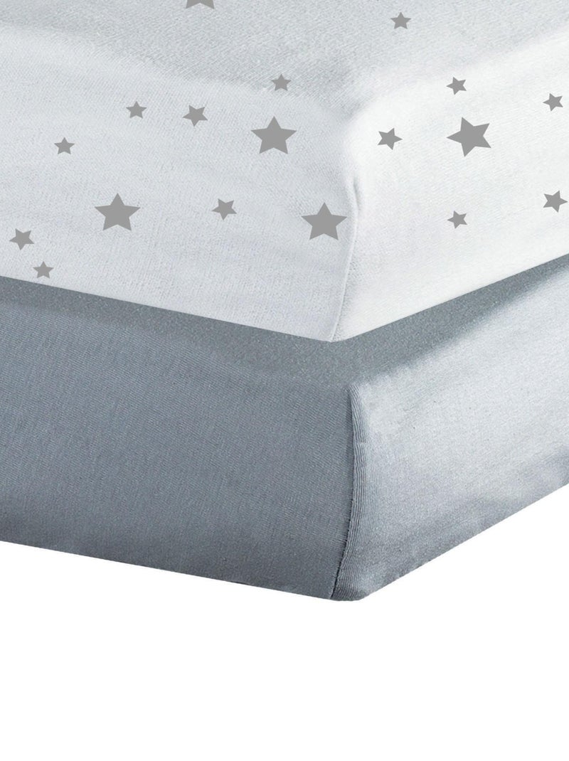 Lot de 2 draps housse bébé Gris - Kiabi