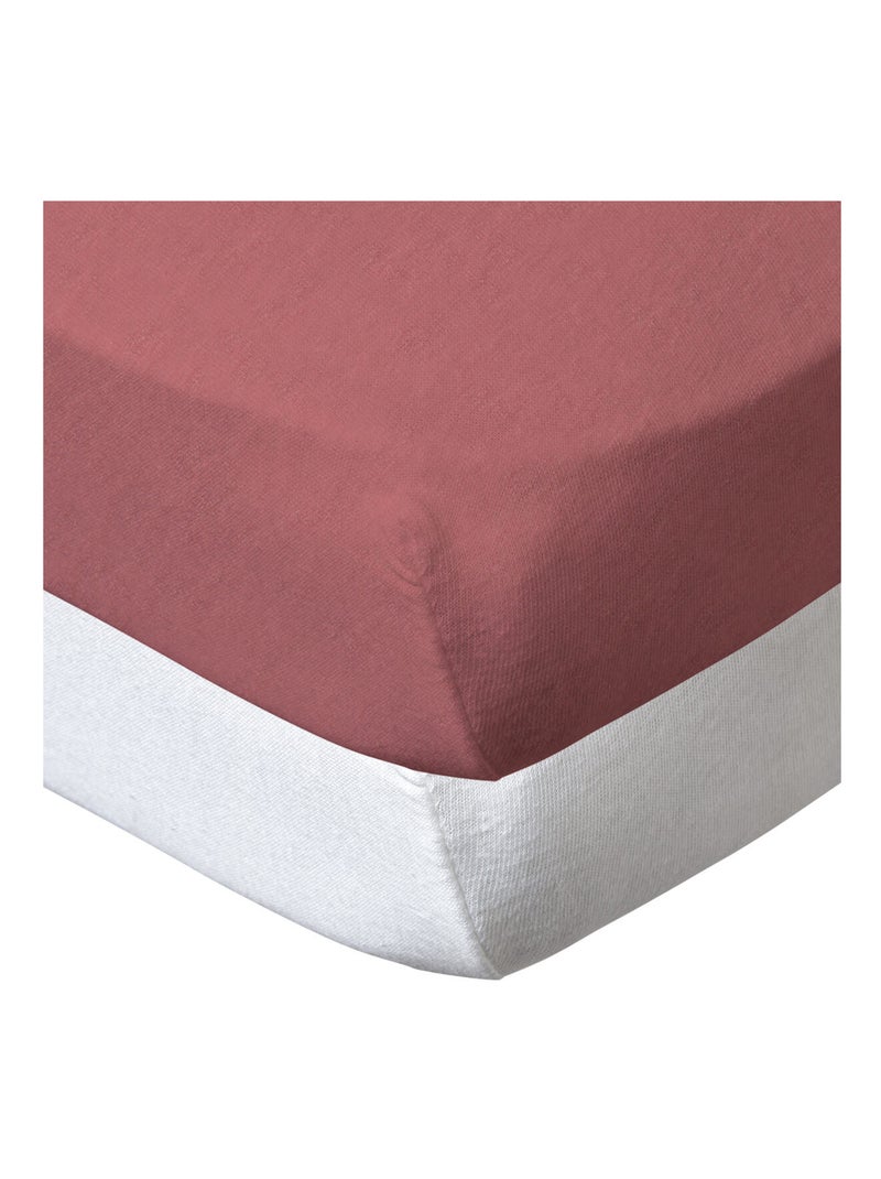 Lot de 2 draps-housse bébé uni en coton - Babycalin Blanc Rose foncé - Kiabi
