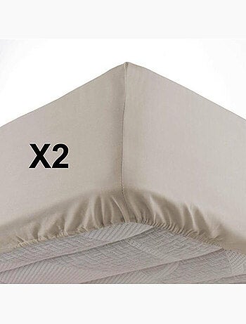 Lot de 2 Draps housse bonnet 30 cm 2 personnes microfibre Oscar