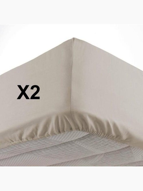 Lot de 2 Draps housse bonnet 30 cm 2 personnes microfibre Oscar - Kiabi