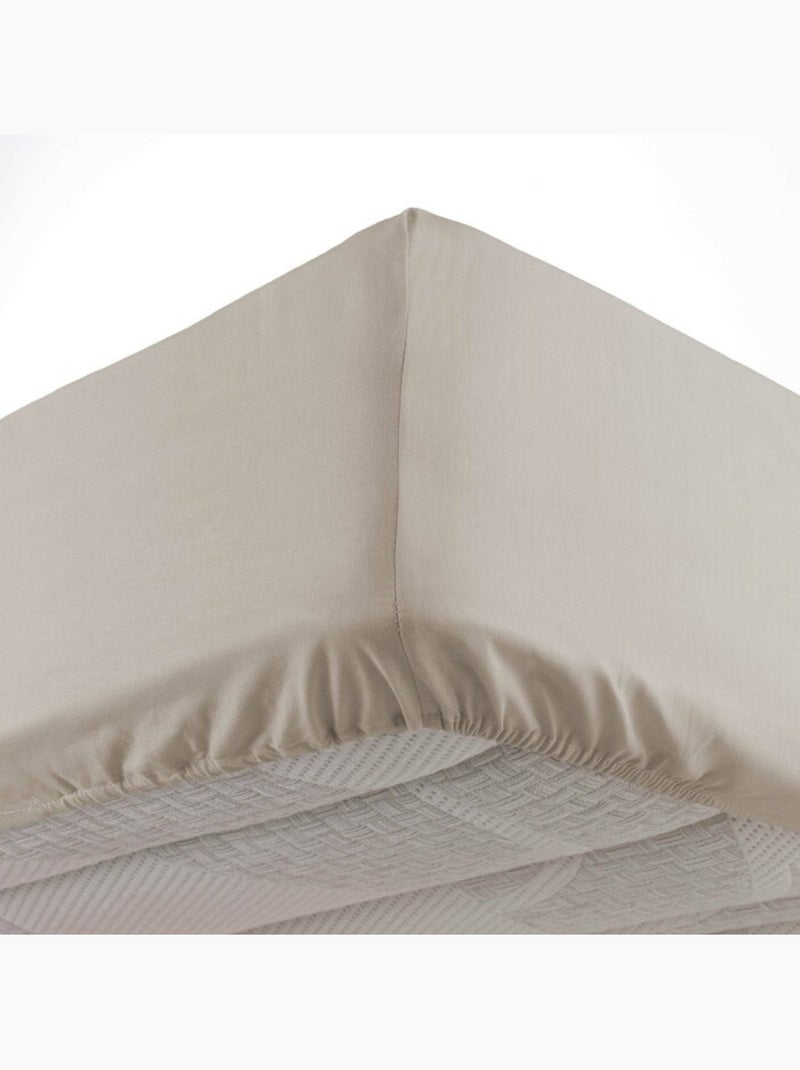 Lot de 2 Draps housse bonnet 30 cm 2 personnes microfibre Oscar Beige naturel - Kiabi