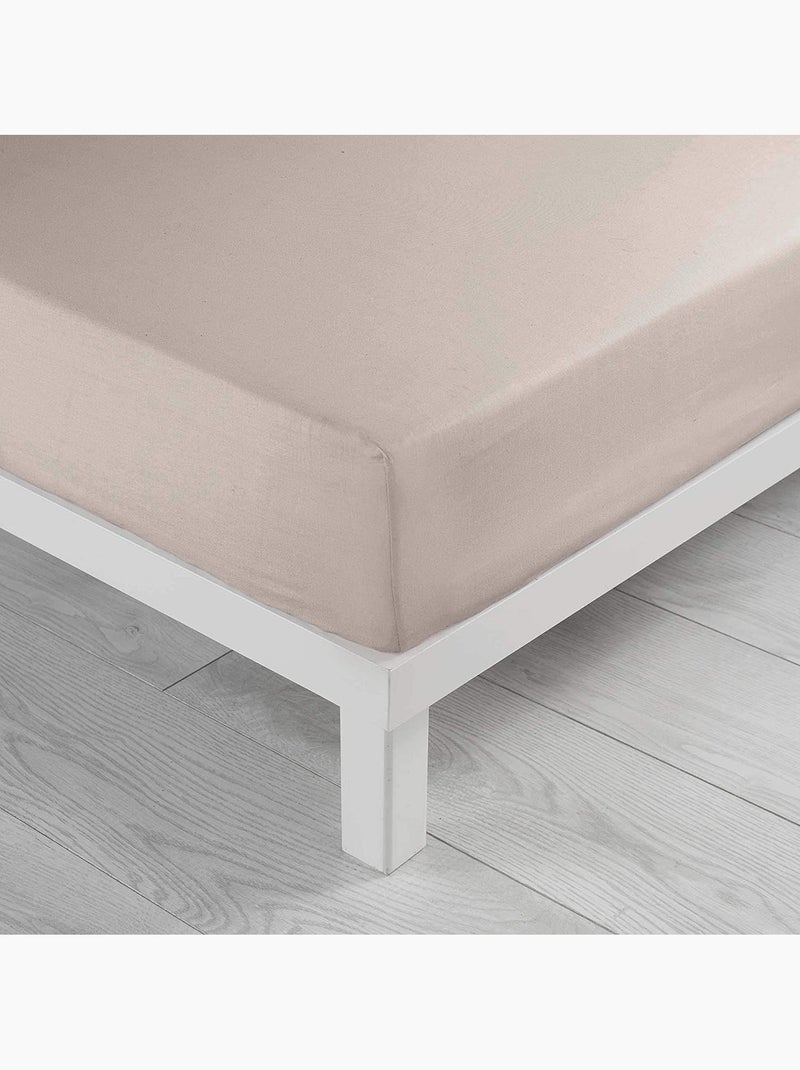 Lot de 2 Draps housse bonnet 30 cm 2 personnes microfibre Oscar Beige naturel - Kiabi