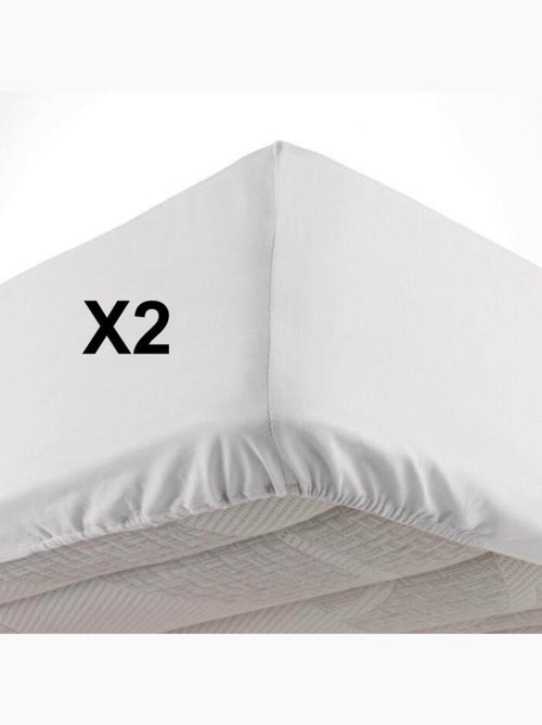 Lot de 2 Draps housse bonnet 30 cm 2 personnes microfibre Oscar - Kiabi