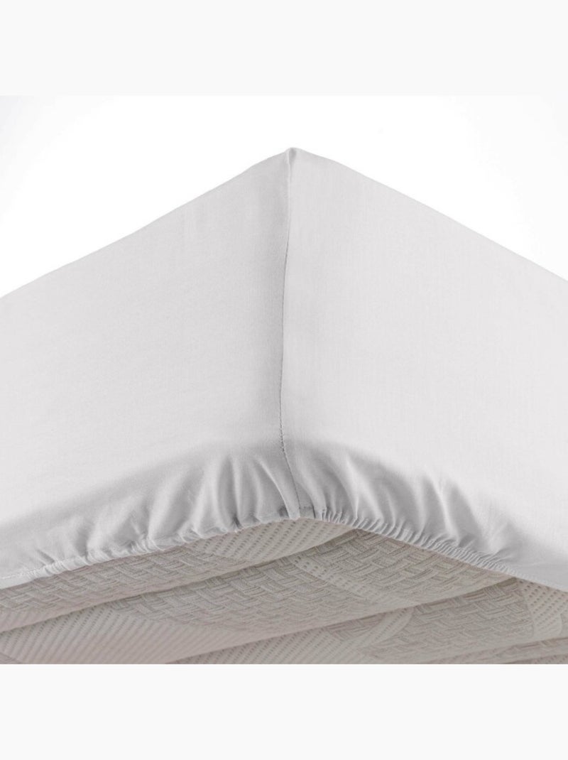 Lot de 2 Draps housse bonnet 30 cm 2 personnes microfibre Oscar Blanc - Kiabi