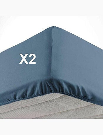 Lot de 2 Draps housse bonnet 30 cm 2 personnes microfibre Oscar