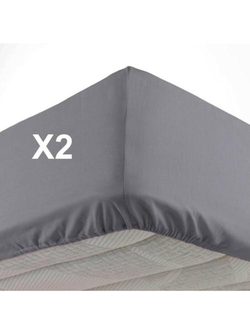 Lot de 2 Draps housse bonnet 30 cm 2 personnes microfibre Oscar - Kiabi