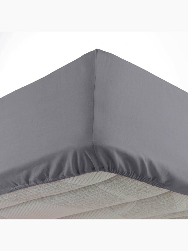 Lot de 2 Draps housse bonnet 30 cm 2 personnes microfibre Oscar gris anthracite - Kiabi