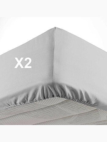 Lot de 2 Draps housse bonnet 30 cm 2 personnes microfibre Oscar