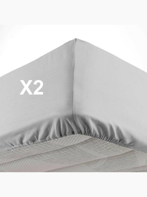 Lot de 2 Draps housse bonnet 30 cm 2 personnes microfibre Oscar - Kiabi