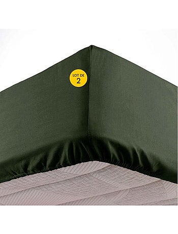 Lot de 2 Draps housse bonnet 30 cm 2 personnes microfibre Oscar