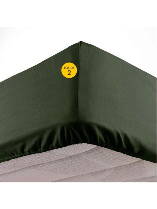Lot de 2 Draps housse bonnet 30 cm 2 personnes microfibre Oscar - Kiabi