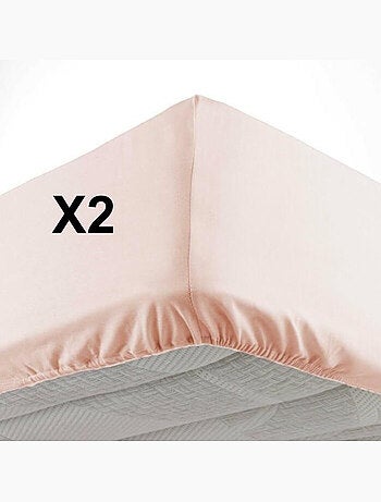 Lot de 2 Draps housse bonnet 30 cm 2 personnes microfibre Oscar