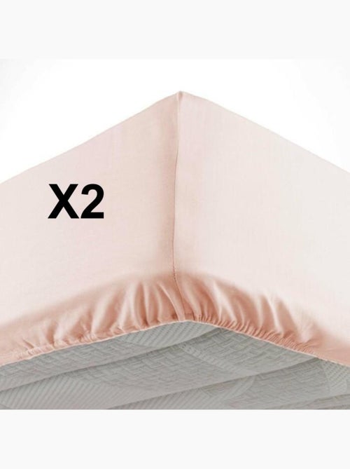 Lot de 2 Draps housse bonnet 30 cm 2 personnes microfibre Oscar - Kiabi