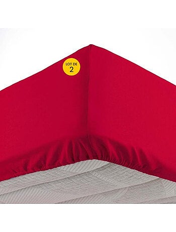 Lot de 2 Draps housse bonnet 30 cm 2 personnes microfibre Oscar