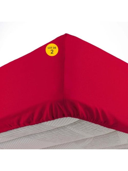 Lot de 2 Draps housse bonnet 30 cm 2 personnes microfibre Oscar - Kiabi