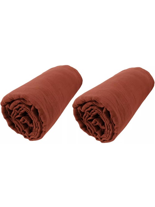 Lot de 2 Draps housse bonnet 30 cm double gaze de coton - Kiabi