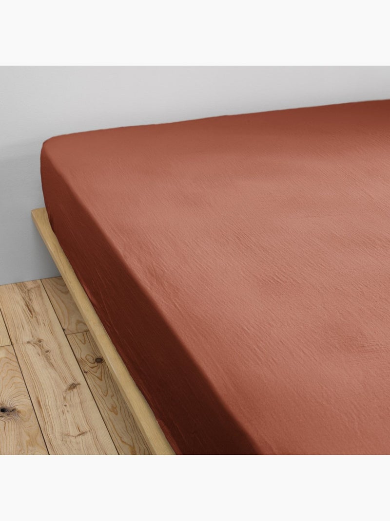 Lot de 2 Draps housse bonnet 30 cm double gaze de coton Terracotta - Kiabi