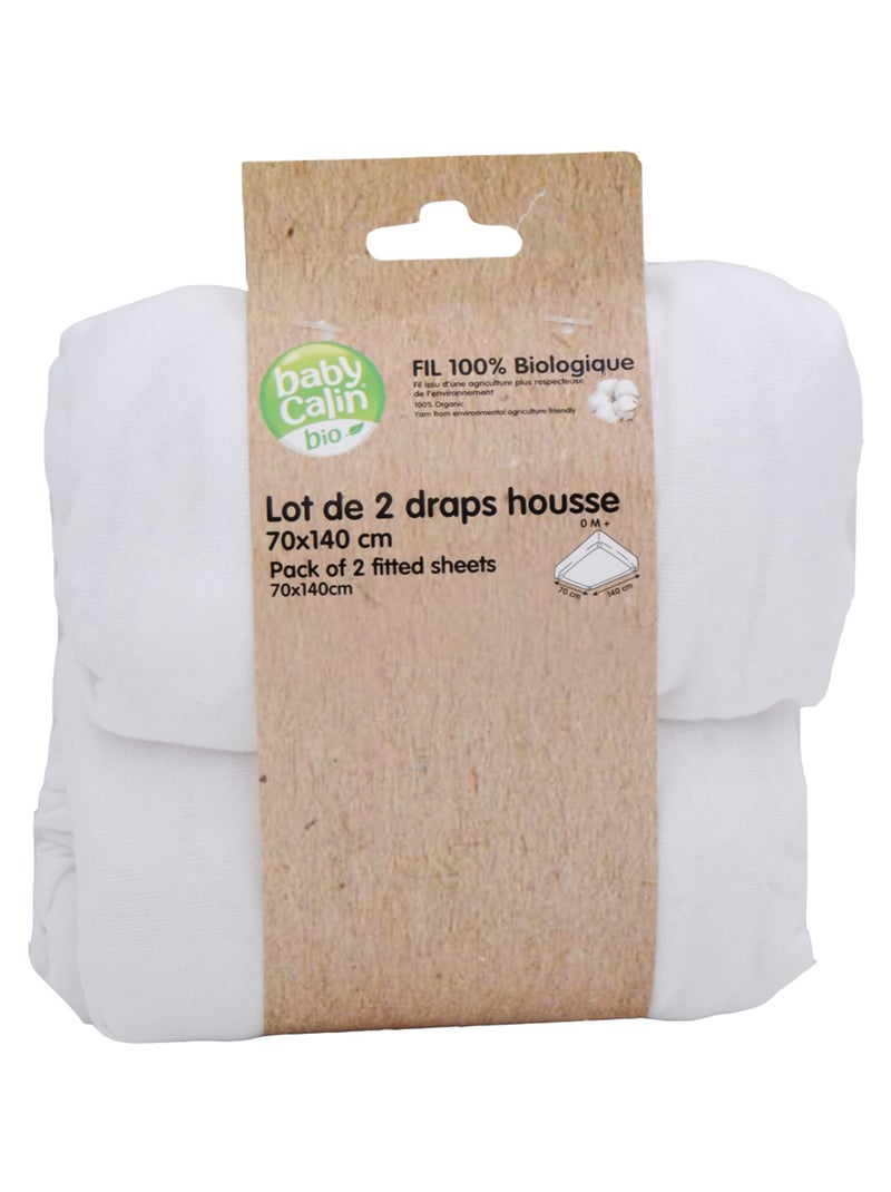 Lot de 2 draps housse coton bio - Babycalin Blanc - Kiabi