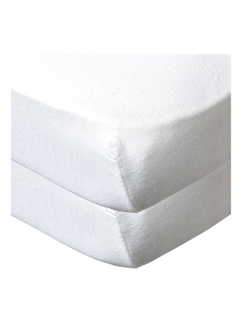 Lot de 2 draps housse en coton - Babycalin Blanc - Kiabi