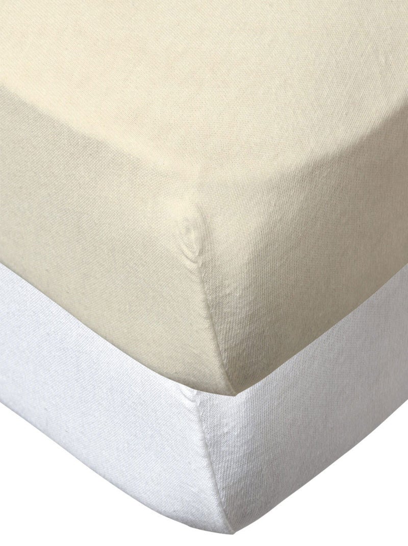 Lot de 2 draps housse en coton - Babycalin Ecru - Kiabi