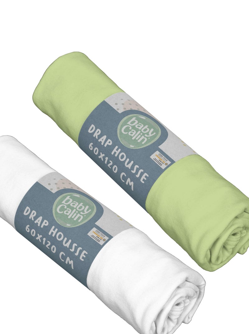 Lot de 2 draps housse en coton - Babycalin Vert - Kiabi