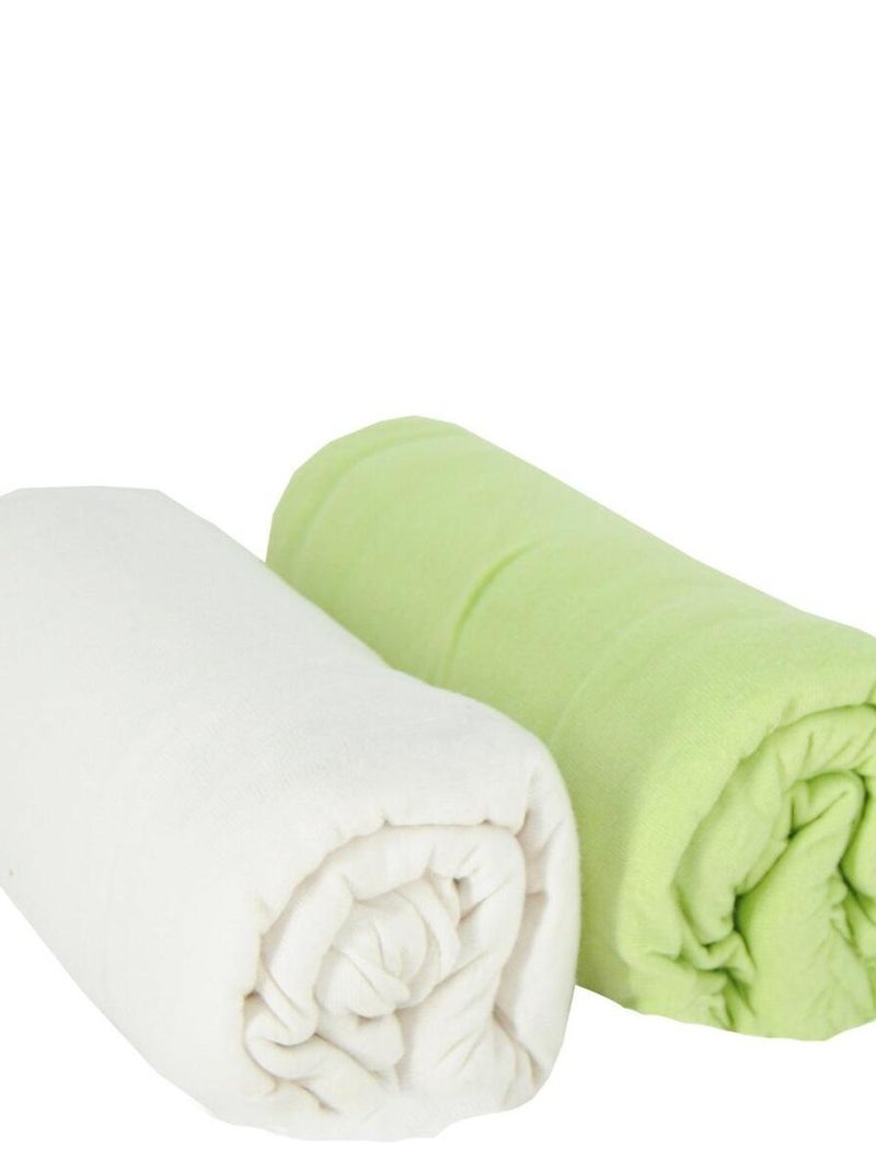 Lot de 2 draps housse en coton - Babycalin Vert - Kiabi