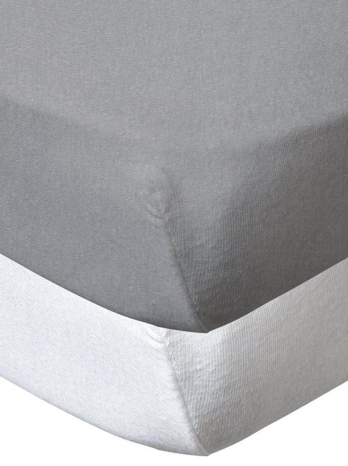 Lot de 2 draps housse en coton 60x120 cm Blanc + Gris - Babycalin - Kiabi