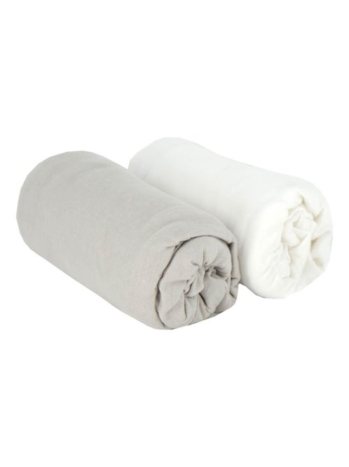 Lot de 2 draps housse en coton 60x120 cm Blanc + Gris - Babycalin - Kiabi