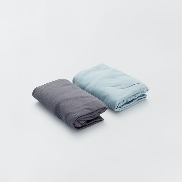Lot De 2 Draps Housse En Coton Bebe Garcon Bleu Gris Kiabi 9 00
