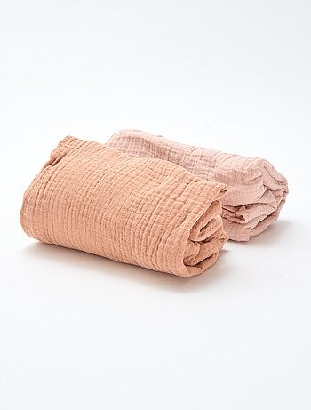 Lot de 2 draps housse gaze doux