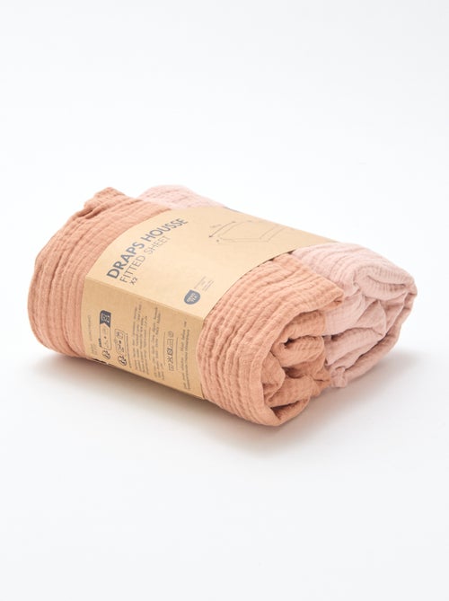 Lot de 2 draps housse gaze doux - Kiabi