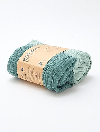 Lot de 2 draps housse gaze doux