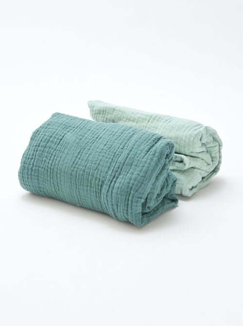 Lot de 2 draps housse gaze doux - Kiabi