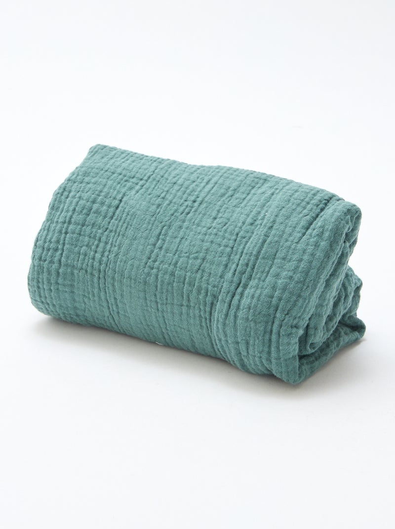 Lot de 2 draps housse gaze doux Vert - Kiabi