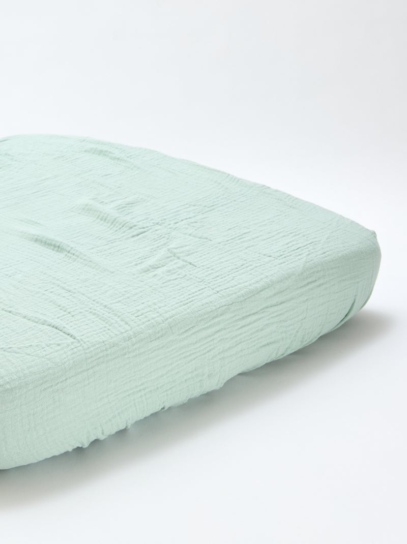 Lot de 2 draps housse gaze doux Vert - Kiabi