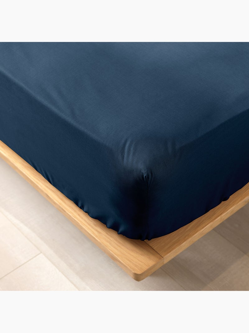 Lot de 2 draps housse King size en coton bio Bleu nuit - Kiabi